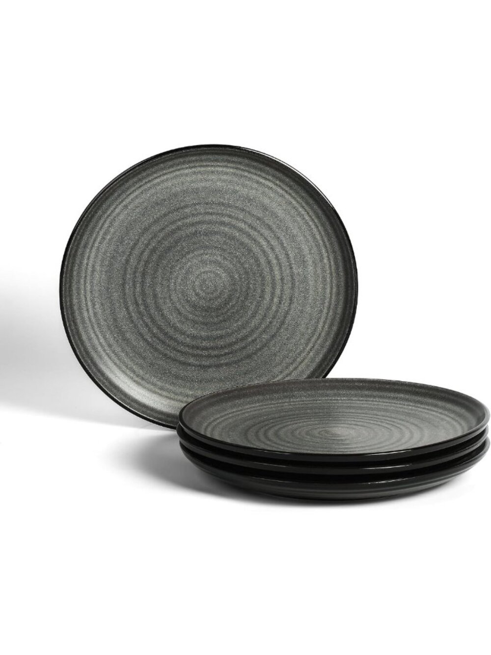 Elegant Black Stoneware 4-Piece Dinner Plate Set | Modern Tableware Essentials